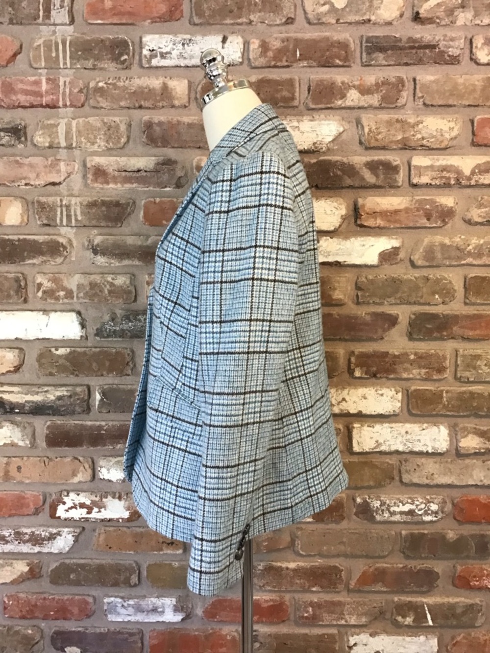 TALBOTS Women's Blue Black Houndstooth Plaid Wool Blend Blazer Jacket 6 NEW - Picture 3 of 10